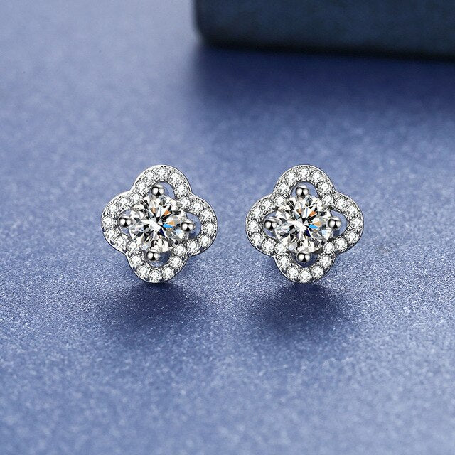 Four Leaf Clover Moissanite Stud Earrings - GOGO FLEEK