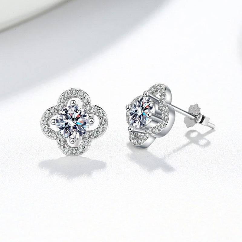 Four Leaf Clover Moissanite Stud Earrings - GOGO FLEEK