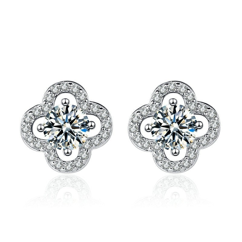 Four Leaf Clover Moissanite Stud Earrings - GOGO FLEEK